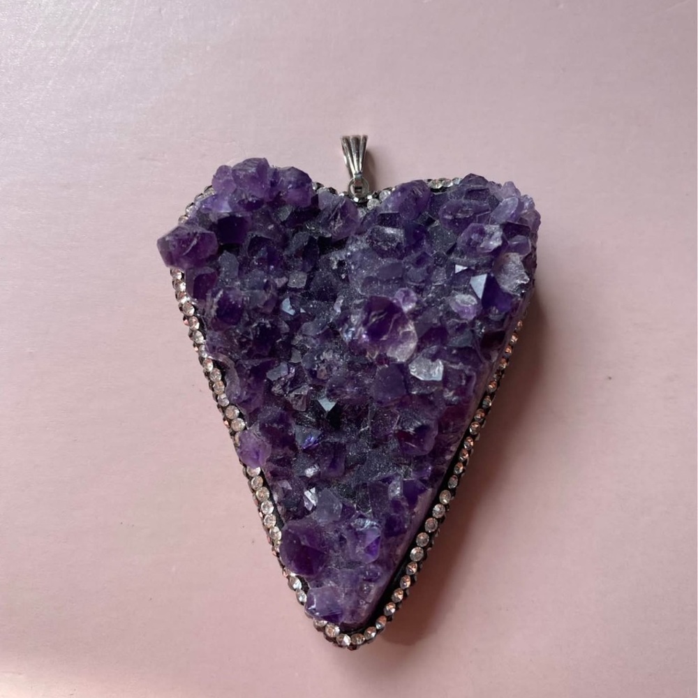 Druzy Amethyst Heart Pendant